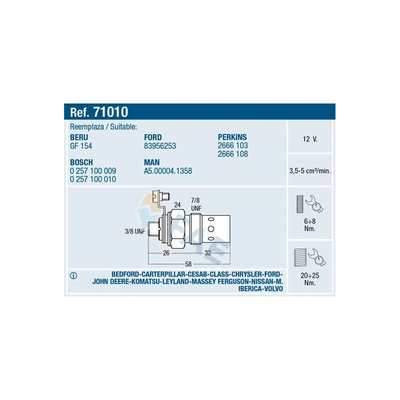 Bougie de préchauffage FAE 71010