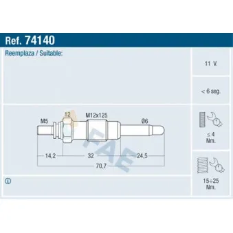 Bougie de préchauffage FAE 74140