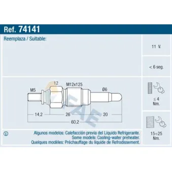 Bougie de préchauffage FAE 74141