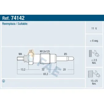 Bougie de préchauffage FAE 74142