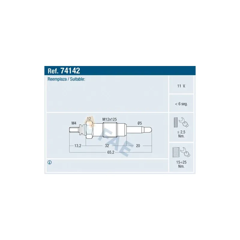 Bougie de préchauffage FAE 74142