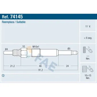 Bougie de préchauffage FAE 74145