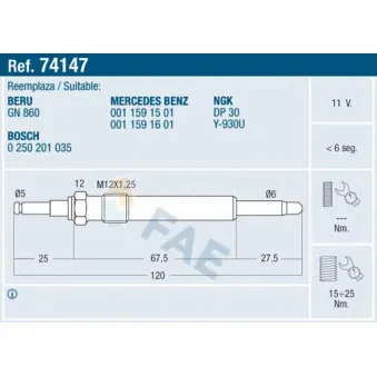Bougie de préchauffage FAE 74147