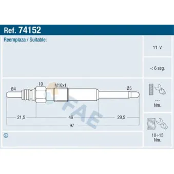 Bougie de préchauffage FAE 74152
