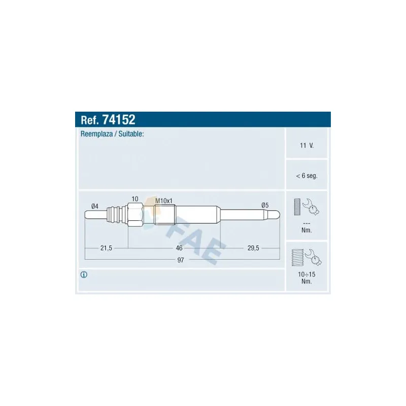 Bougie de préchauffage FAE 74152