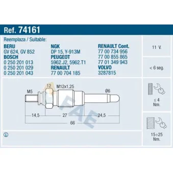 Bougie de préchauffage FAE 74161
