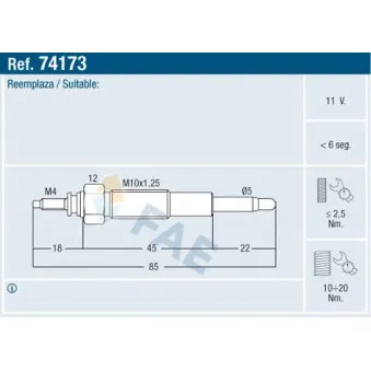 Bougie de préchauffage FAE 74173