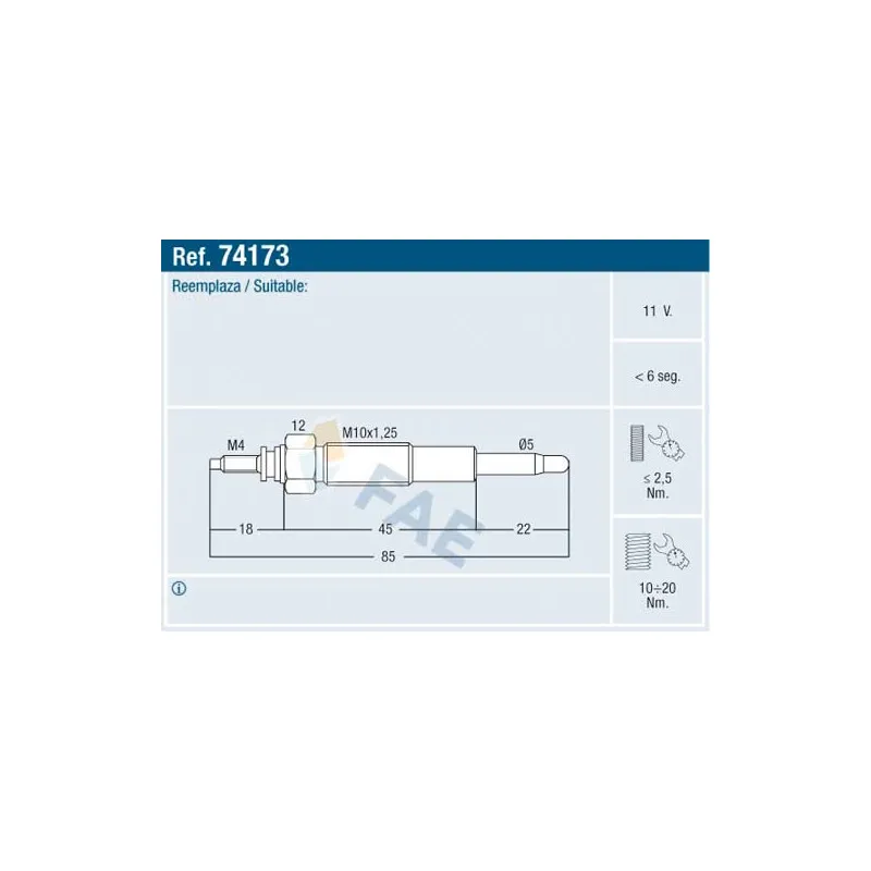 Bougie de préchauffage FAE 74173