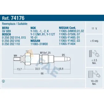 Bougie de préchauffage FAE 74176