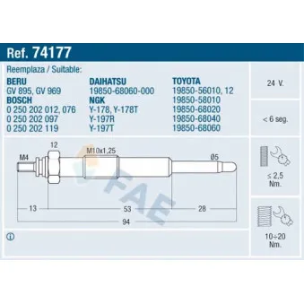 Bougie de préchauffage FAE 74177