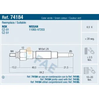 Bougie de préchauffage FAE 74184