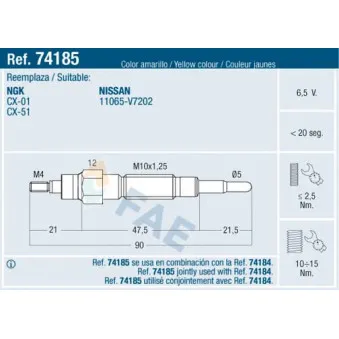 Bougie de préchauffage FAE 74185