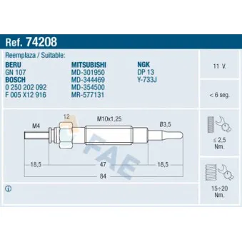 Bougie de préchauffage FAE 74208