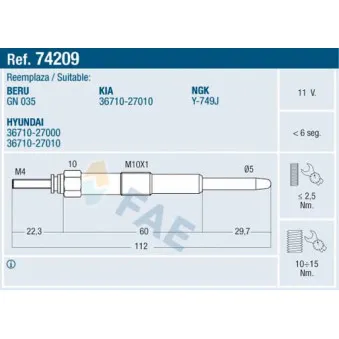 Bougie de préchauffage FAE 74209