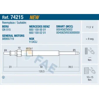 Bougie de préchauffage FAE 74215