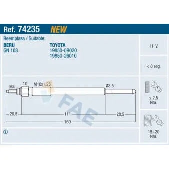 Bougie de préchauffage FAE 74235