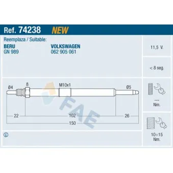 Bougie de préchauffage FAE 74238
