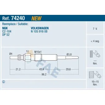 Bougie de préchauffage FAE 74240