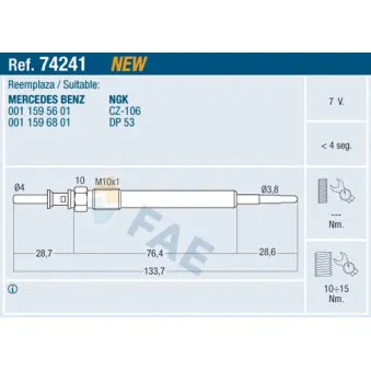 Bougie de préchauffage FAE 74241