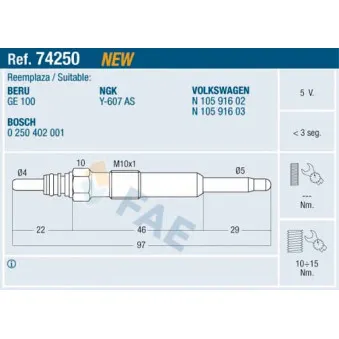 Bougie de préchauffage FAE 74250