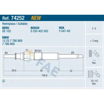 Bougie de préchauffage FAE 74252