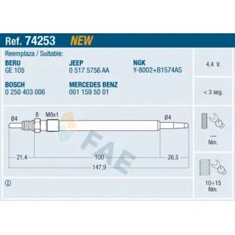 Bougie de préchauffage FAE 74253