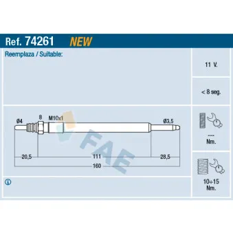 Bougie de préchauffage FAE 74261