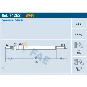 Bougie de préchauffage FAE 74262