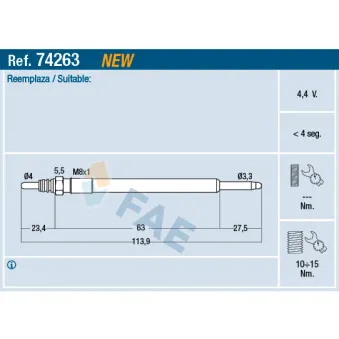 Bougie de préchauffage FAE 74263