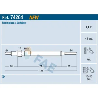 Bougie de préchauffage FAE 74264