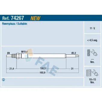 Bougie de préchauffage FAE 74267
