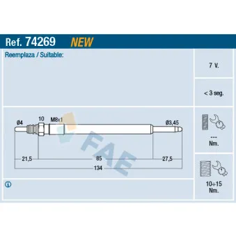 Bougie de préchauffage FAE 74269