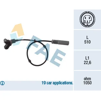 Capteur, vitesse de roue FAE 78005