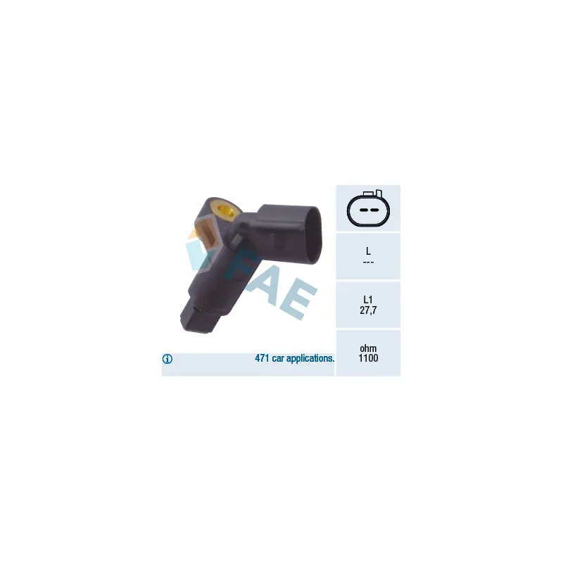 Capteur, vitesse de roue avant gauche FAE 78008