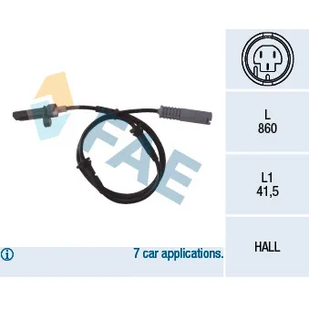 Capteur, vitesse de roue FAE 78009