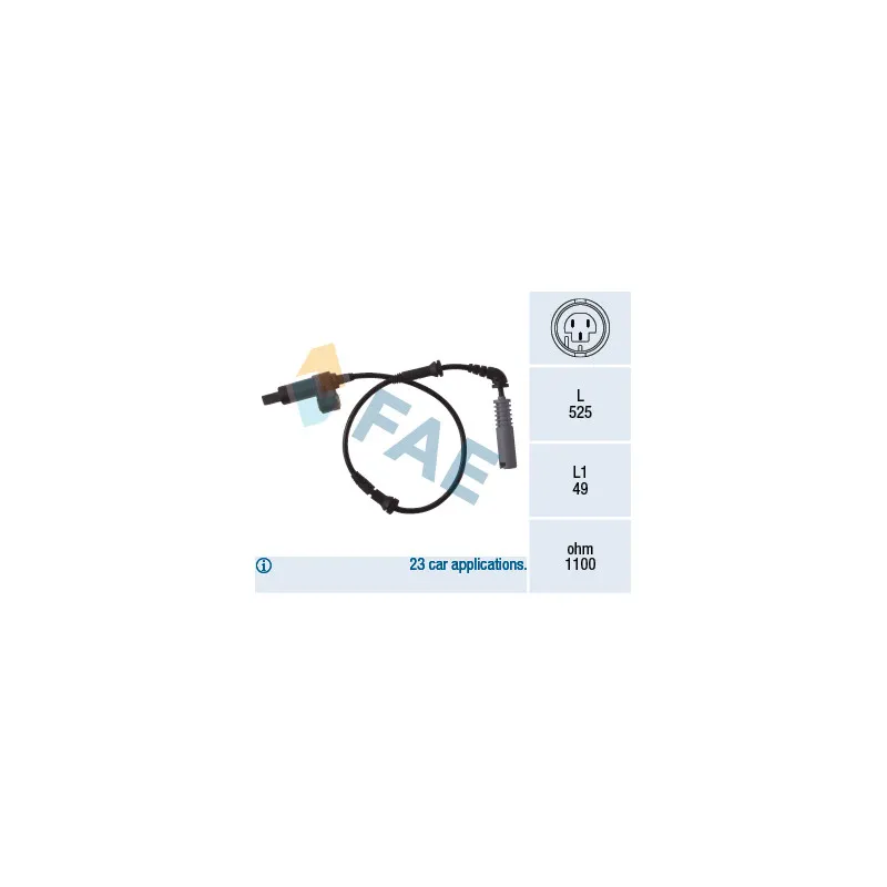 Capteur, vitesse de roue FAE 78018