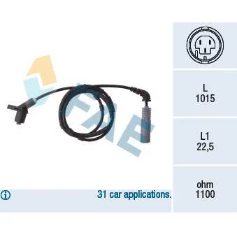 Capteur, vitesse de roue FAE 78019