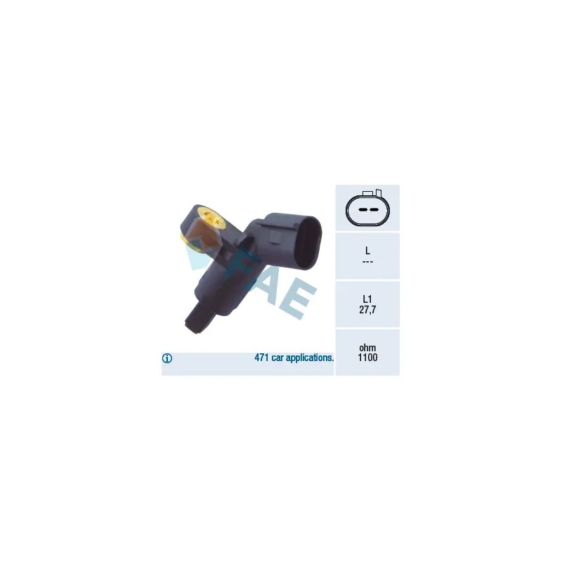 Capteur, vitesse de roue avant droit FAE 78020