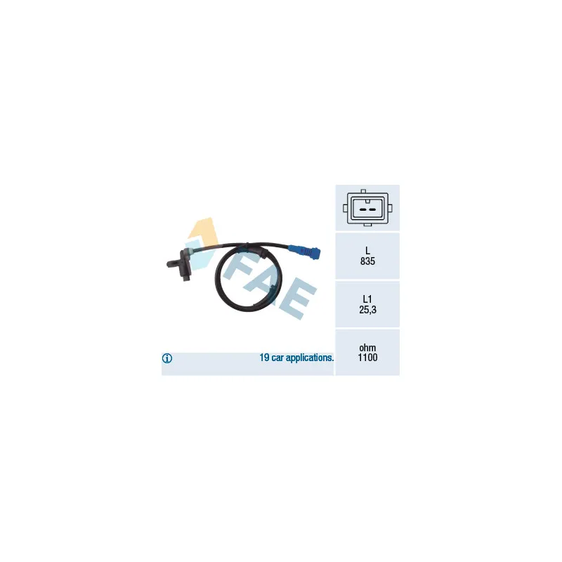 Capteur, vitesse de roue FAE 78021