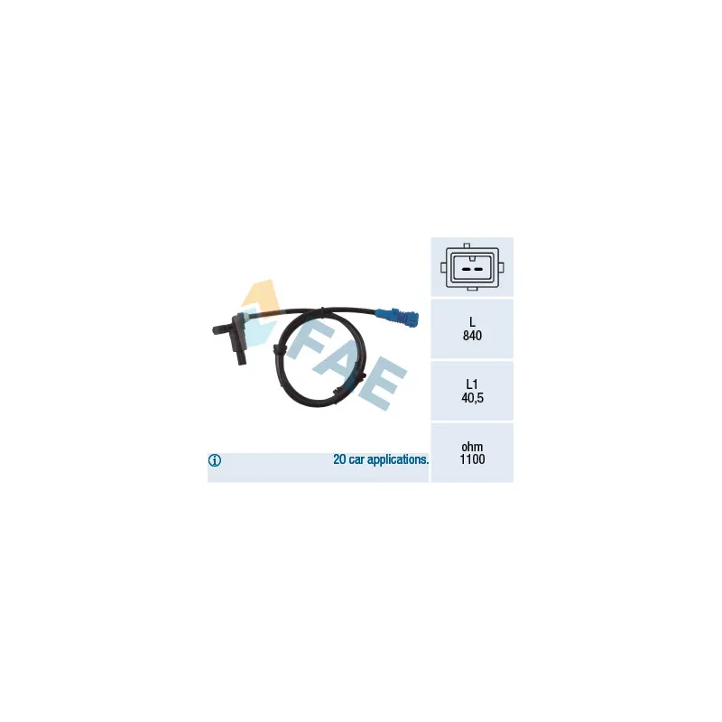 Capteur, vitesse de roue FAE 78022