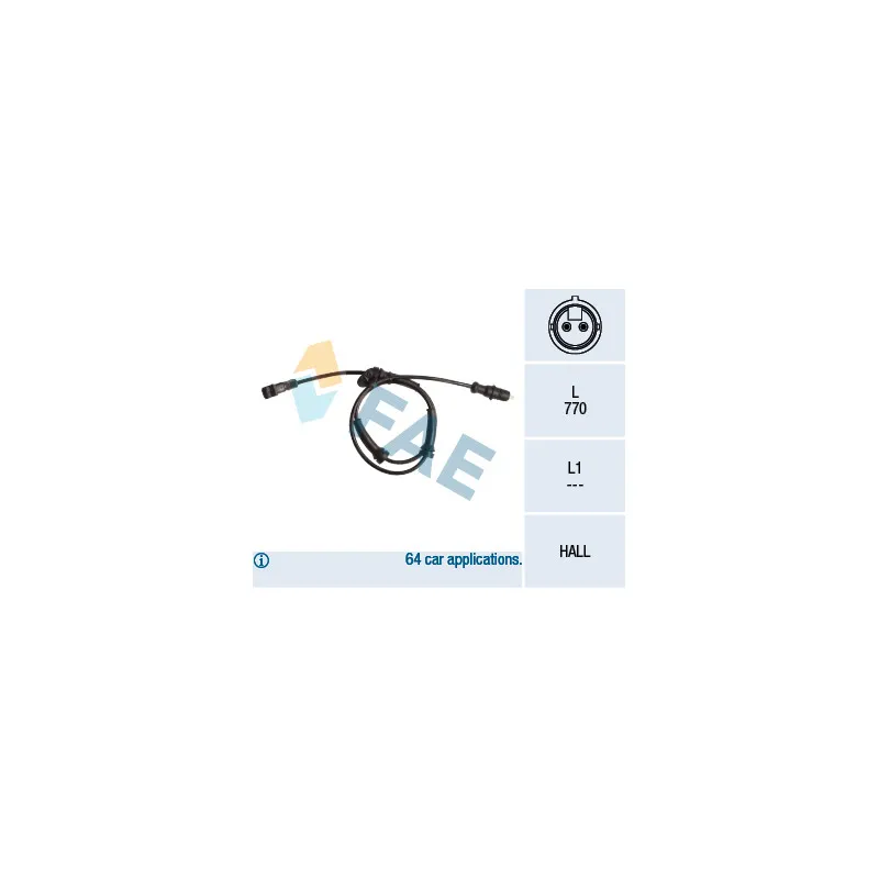 Capteur, vitesse de roue FAE 78026