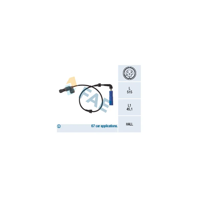 Capteur, vitesse de roue avant droit FAE 78033
