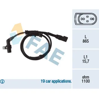 Capteur, vitesse de roue FAE 78040