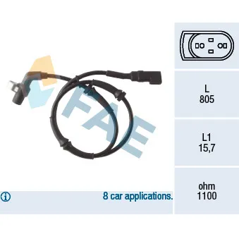 Capteur, vitesse de roue FAE 78041