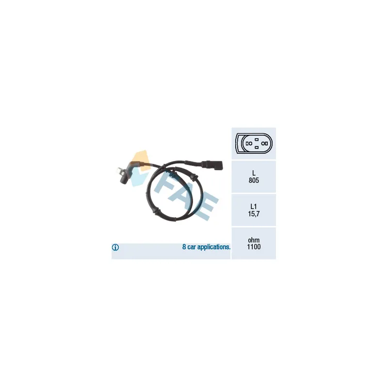 Capteur, vitesse de roue FAE 78041