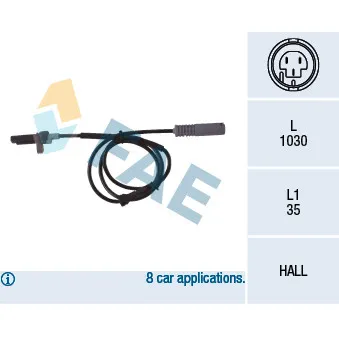 Capteur, vitesse de roue FAE 78043