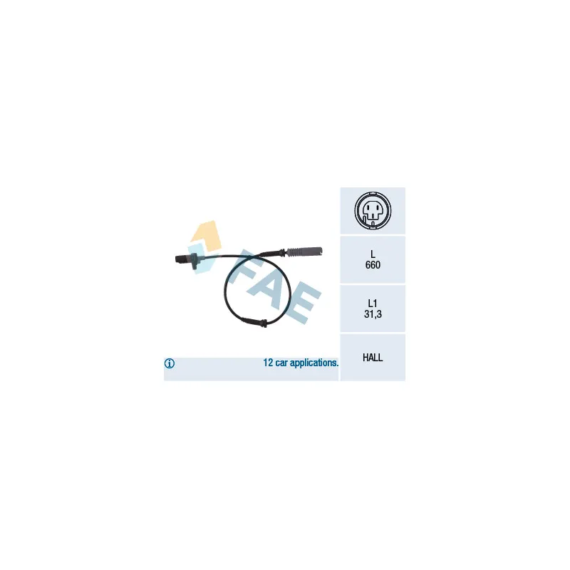 Capteur, vitesse de roue FAE 78044