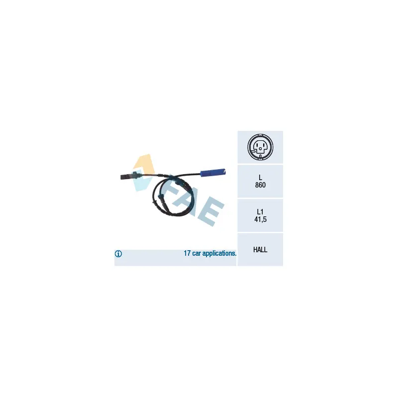 Capteur, vitesse de roue FAE 78046