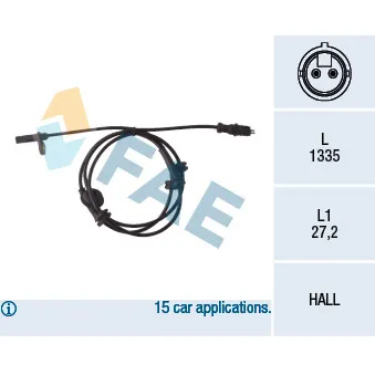 Capteur, vitesse de roue avant gauche FAE 78047