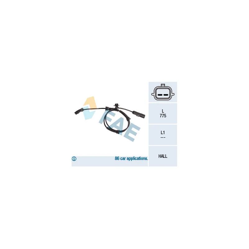 Capteur, vitesse de roue FAE 78057